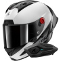 Casque Full Face Shark Aeron GP Blank SP Carbon White Anthracite + Kit Bluetooth Sena for Shark