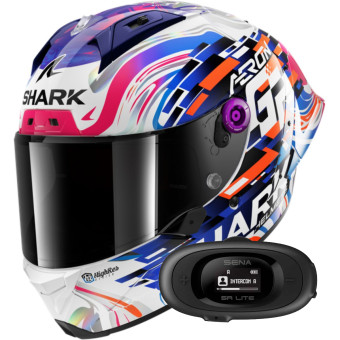 Full Face Shark Aeron GP Blank SP Replica Zarco GP de France + Kit bluetooth 5R Lite Sol