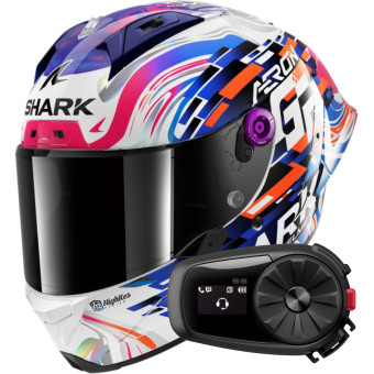 Full Face Shark Aeron GP Blank SP Replica Zarco GP de France + Kit Bluetooth 5S Solo