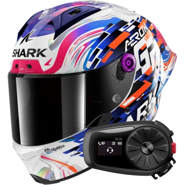 Full Face Shark Aeron GP Blank SP Replica Zarco GP de France + Kit Bluetooth 5S Solo