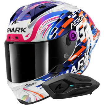 Full Face Shark Aeron GP Blank SP Replica Zarco GP de France + Kit Bluetooth Sena for Sh