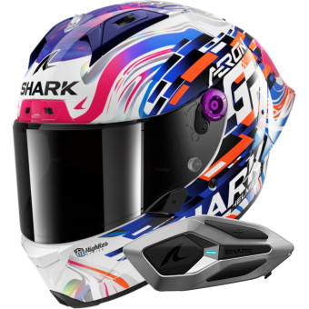 Full Face Shark Aeron GP Blank SP Replica Zarco GP de France + Kit Bluetooth Sena Mesh
