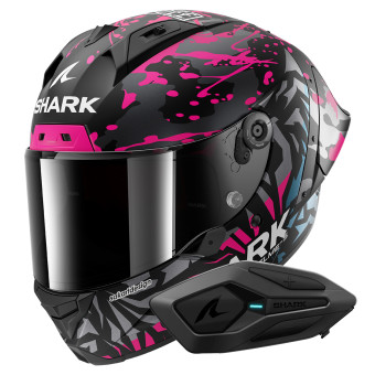 Full Face Shark Aeron GP FIM 2 Racing Replica Redding Mat KVB + Kit Bluetooth Sena for S