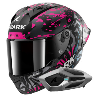 Full Face Shark Aeron GP FIM 2 Racing Replica Redding Mat KVB + Kit Bluetooth Sena Mesh