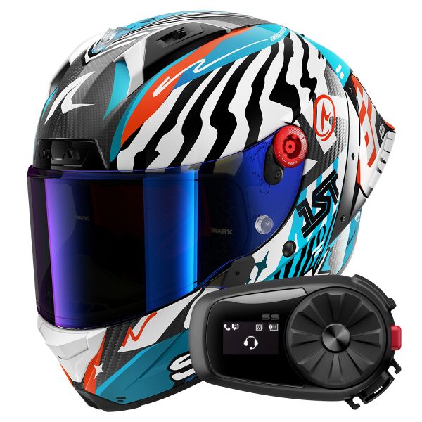 Full Face Shark Aeron GP FIM 2 Racing Speed-Fancy DWB + Kit Bluetooth 5S Solo