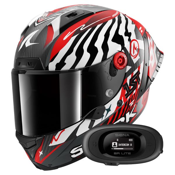 Full Face Shark Aeron GP FIM 2 Racing Speed-Fancy Mat DWR + Kit bluetooth 5R Lite Solo
