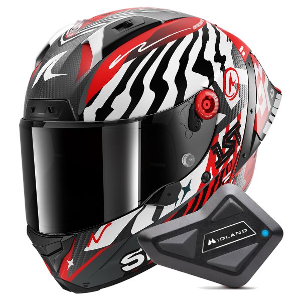 Full Face Shark Aeron GP FIM 2 Racing Speed-Fancy Mat DWR + Kit Bluetooth BT Mini