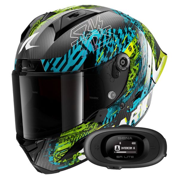 Full Face Shark Aeron GP FIM 2 Racing Speed-Vib DBG + Kit bluetooth 5R Lite Solo