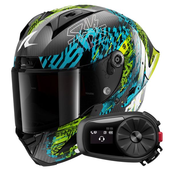 Full Face Shark Aeron GP FIM 2 Racing Speed-Vib DBG + Kit Bluetooth 5S Solo
