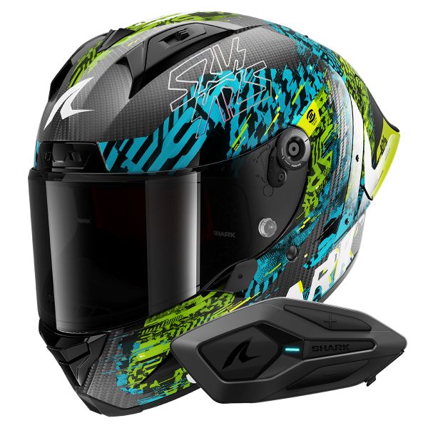 Full Face Shark Aeron GP FIM 2 Racing Speed-Vib DBG + Kit Bluetooth Sena for Shark Solo