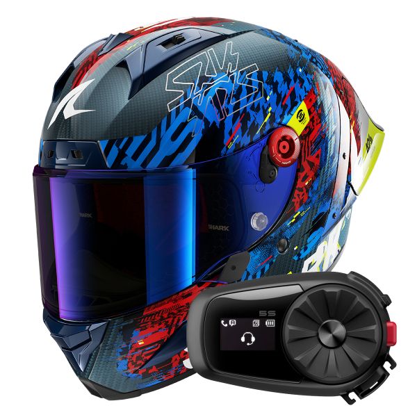 Full Face Shark Aeron GP FIM 2 Racing Speed-Vib DBR + Kit Bluetooth 5S Solo