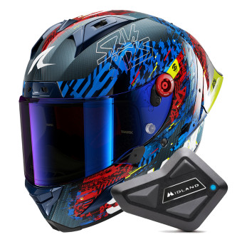 Full Face Shark Aeron GP FIM 2 Racing Speed-Vib DBR + Kit Bluetooth BT Mini