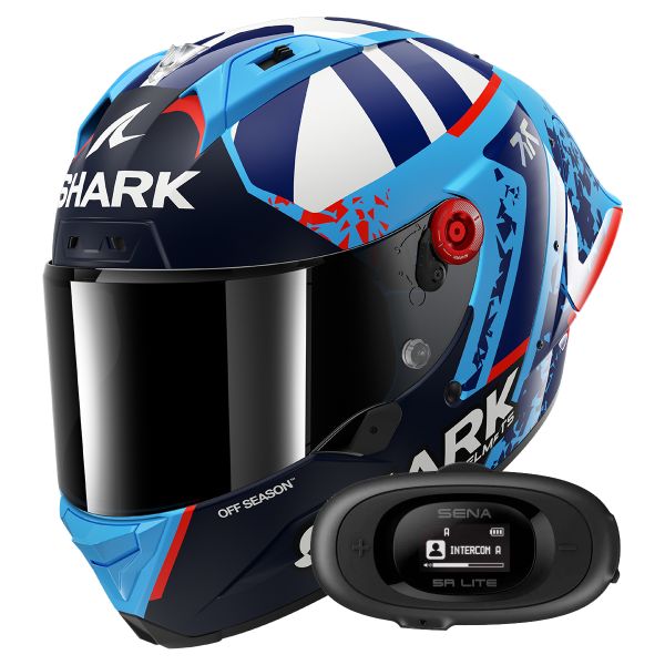 Full Face Shark Aeron GP Fim Racing Replica Raul Fernandez BBW + Kit bluetooth 5R Lite S