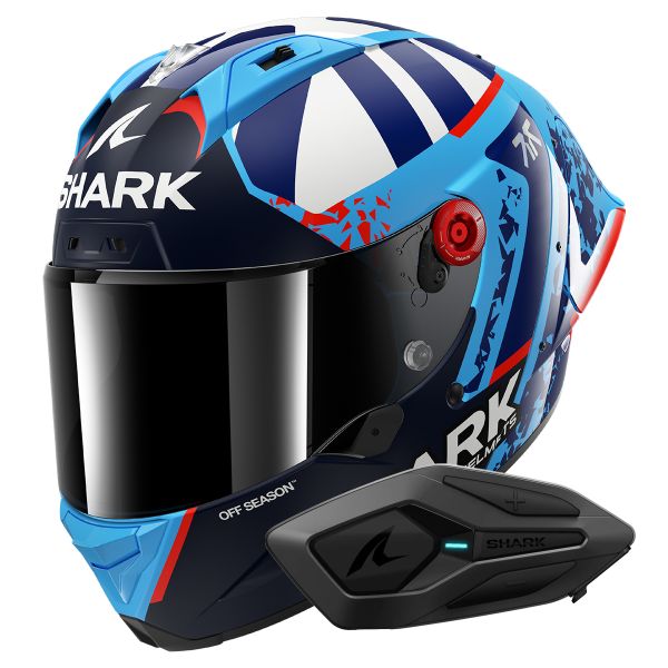 Full Face Shark Aeron GP Fim Racing Replica Raul Fernandez BBW + Kit Bluetooth Sena for