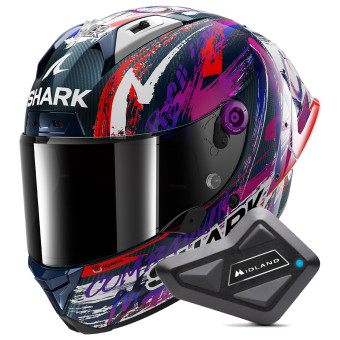 Full Face Shark Aeron GP Fim Racing Replica Zarco Signature Carbon DWV + Kit Bluetooth B