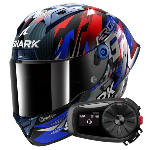 Full Face Shark Aeron GP FIM Racing Replica Zarco Victory 2025 DBU + Kit Bluetooth 5S So