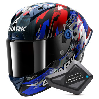 Casque Full Face Shark Aeron GP FIM Racing Replica Zarco Victory 2025 DBU + Kit Bluetooth BT Mi Casque Full Face Shark Aeron GP FIM Racing Replica Zarco Victory 2025 DBU + Kit Bluetooth BT Mi