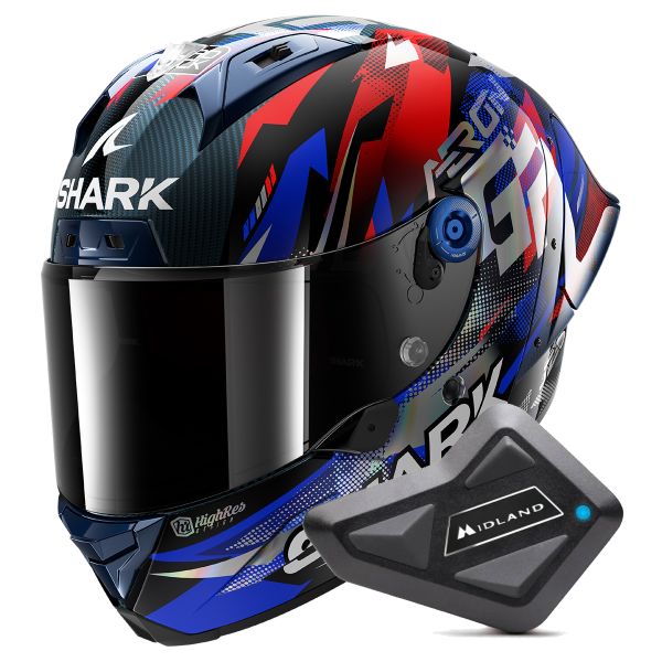 Full Face Shark Aeron GP FIM Racing Replica Zarco Victory 2025 DBU + Kit Bluetooth BT Mi