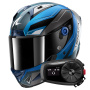 Casque Full Face Shark Aeron Mekarium DBS + Kit Bluetooth 5S Solo