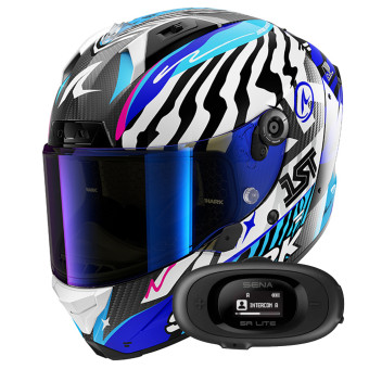Full Face Shark Aeron Speed-Fancy DWB + Kit bluetooth 5R Lite Solo