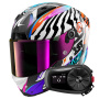 Casque Full Face Shark Aeron Speed-Fancy DWO + Kit Bluetooth 5S Solo