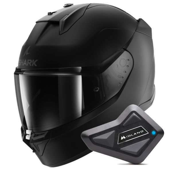 Full Face Shark D-Skwal 3 Blank Mat KMA + Kit Bluetooth BT Mini