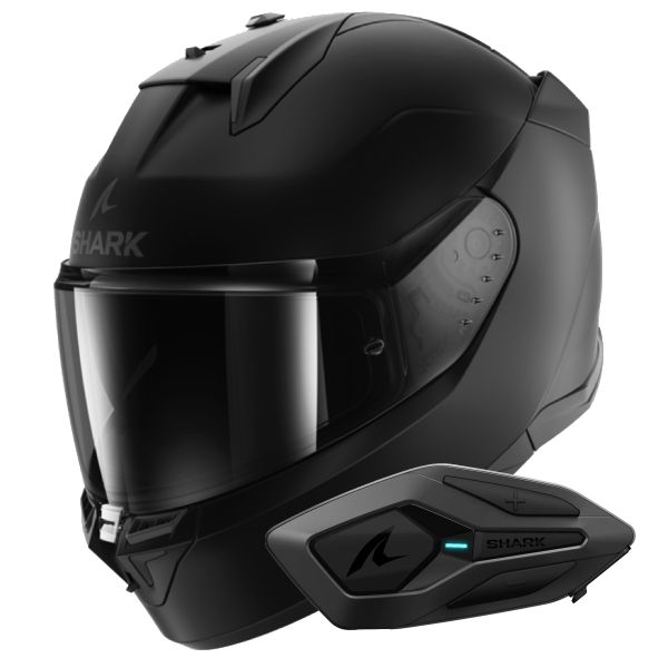 Full Face Shark D-Skwal 3 Blank Mat KMA + Kit Bluetooth Sena for Shark Solo