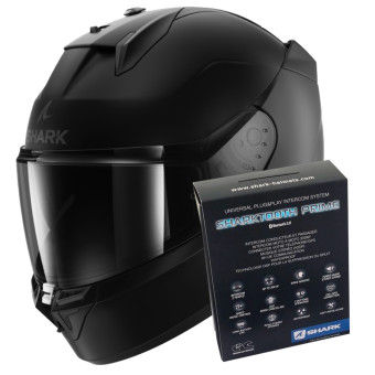 Full Face Shark D-Skwal 3 Blank Mat KMA + Kit Bluetooth Sharktooth Prime