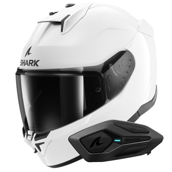 Full Face Shark D-Skwal 3 Blank WHU + Kit Bluetooth Sena for Shark Solo