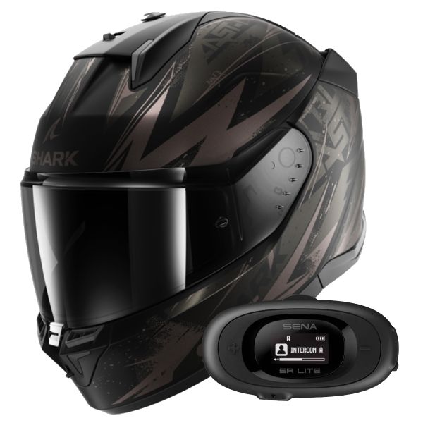 Full Face Shark D-Skwal 3 Blast-R Mat KAA + Kit Bluetooth 5R Lite