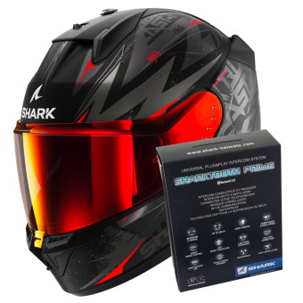 Full Face Shark D-Skwal 3 Blast-R Mat KAR + Kit Bluetooth Sharktooth Prime