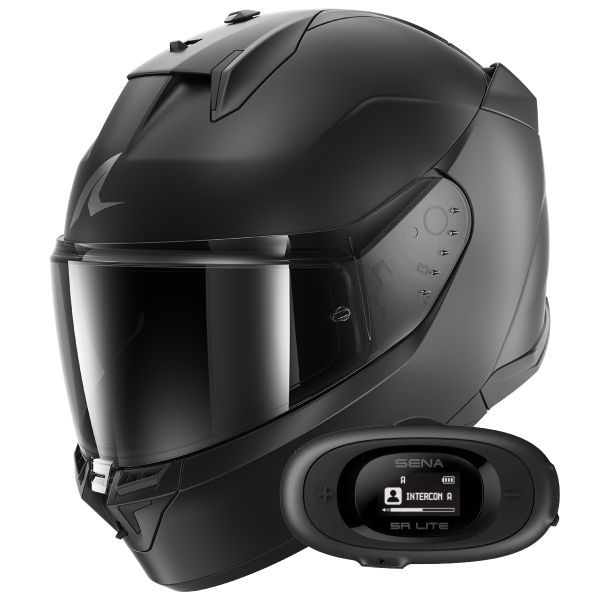 Full Face Shark D-Skwal 3 Dark Shadow Edition Mat A08 + Kit Bluetooth 5R Lite