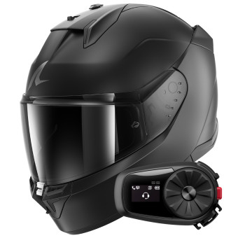 Full Face Shark D-Skwal 3 Dark Shadow Edition Mat A08 + Kit Bluetooth 5S Solo