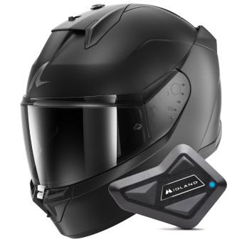 Full Face Shark D-Skwal 3 Dark Shadow Edition Mat A08 + Kit Bluetooth BT Mini