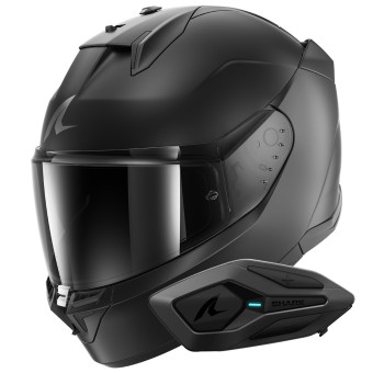 Full Face Shark D-Skwal 3 Dark Shadow Edition Mat A08 + Kit Bluetooth Sena for Shark Sol