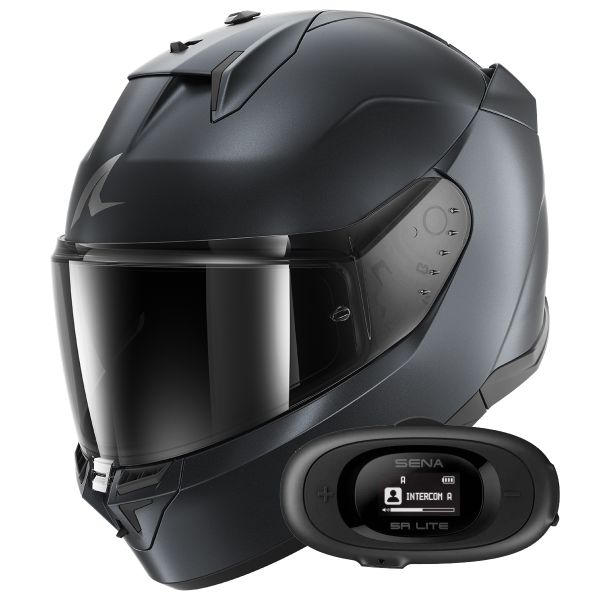 Full Face Shark D-Skwal 3 Dark Shadow Edition Mat B16 + Kit Bluetooth 5R Lite