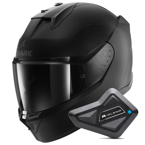 Full Face Shark D-Skwal 3 Dark Shadow Edition Mat KMA + Kit Bluetooth BT Mini Full Face Shark D-Skwal 3 Dark Shadow Edition Mat KMA + Kit Bluetooth BT Mini