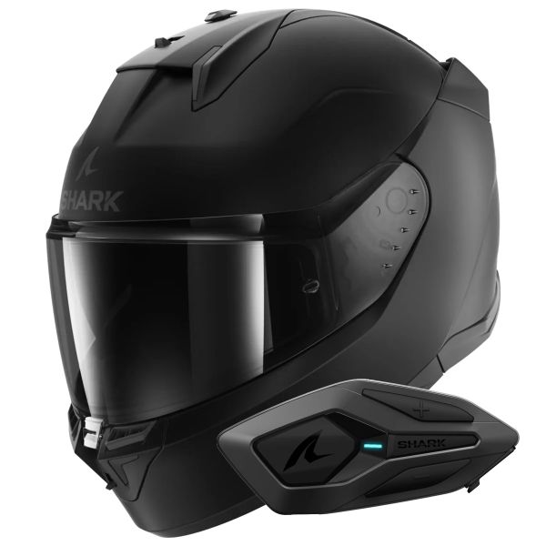 Full Face Shark D-Skwal 3 Dark Shadow Edition Mat KMA + Kit Bluetooth Sena for Shark Sol