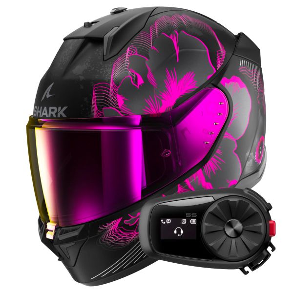 Full Face Shark D-Skwal 3 Mayfer Mat KVA + Kit Bluetooth 5S Solo