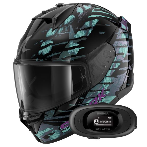 Full Face Shark D-Skwal 3 Reptaia Mat KXK + Kit Bluetooth 5R Lite