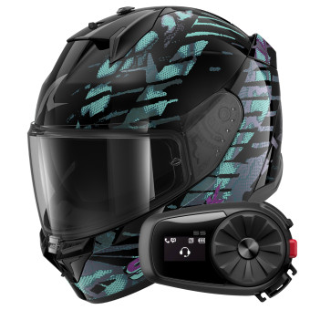 Full Face Shark D-Skwal 3 Reptaia Mat KXK + Kit Bluetooth 5S Solo