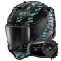 Casque Full Face Shark D-Skwal 3 Reptaia Mat KXK + Kit Bluetooth 5S Solo