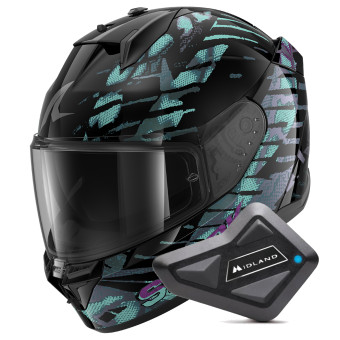 Full Face Shark D-Skwal 3 Reptaia Mat KXK + Kit Bluetooth BT Mini