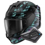 Casque Full Face Shark D-Skwal 3 Reptaia Mat KXK + Kit Bluetooth BT Mini