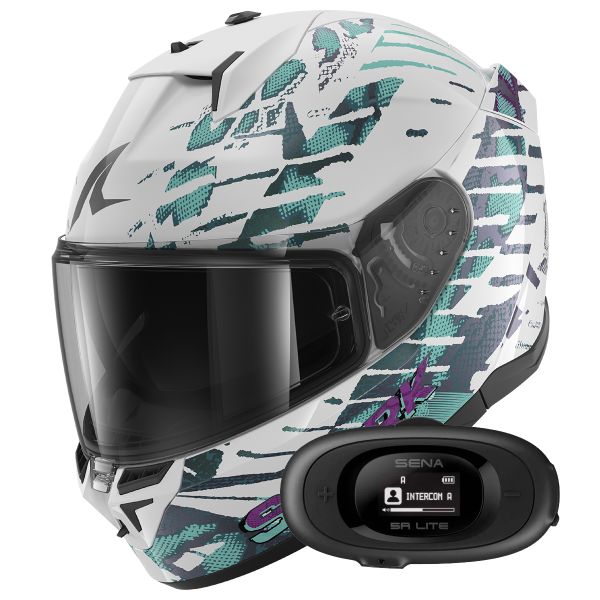 Full Face Shark D-Skwal 3 Reptaia WXW + Kit Bluetooth 5R Lite