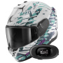 Casque Full Face Shark D-Skwal 3 Reptaia WXW + Kit Bluetooth 5R Lite