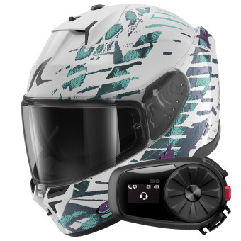 Full Face Shark D-Skwal 3 Reptaia WXW + Kit Bluetooth 5S Solo