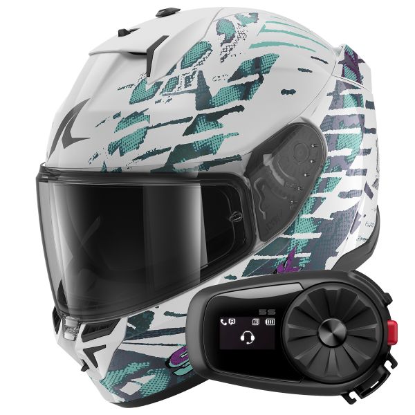 Full Face Shark D-Skwal 3 Reptaia WXW + Kit Bluetooth 5S Solo