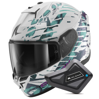 Full Face Shark D-Skwal 3 Reptaia WXW + Kit Bluetooth BT Mini