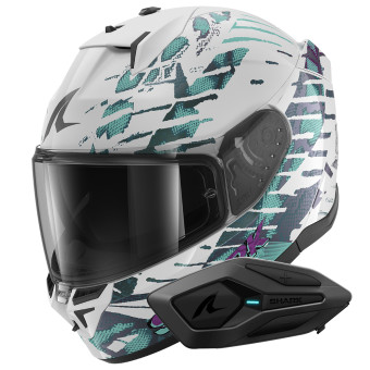 Full Face Shark D-Skwal 3 Reptaia WXW + Kit Bluetooth Sena for Shark Solo